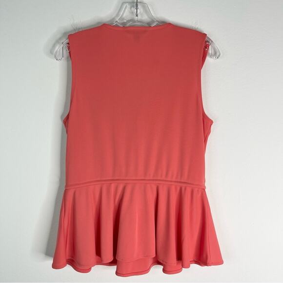 Ralph Lauren peach pink ruffle peplum stretchy preppy office top PM - Picture 5 of 6